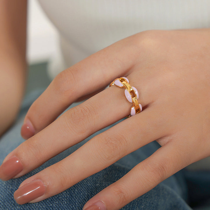 Niche Personalized Cold Style Geometric Dripping Titanium Steel Gold-plated Ring
