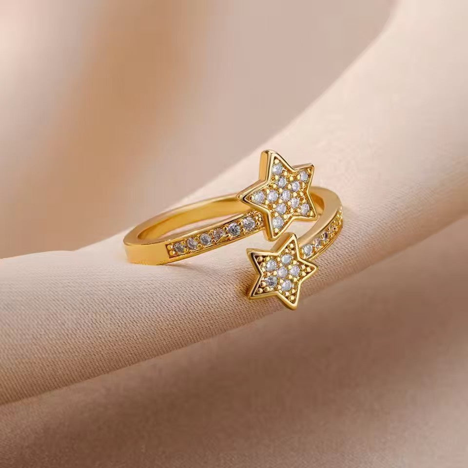 Cold Style Zircon Star Open-end Ring Fashion All-match Bracelet For Women