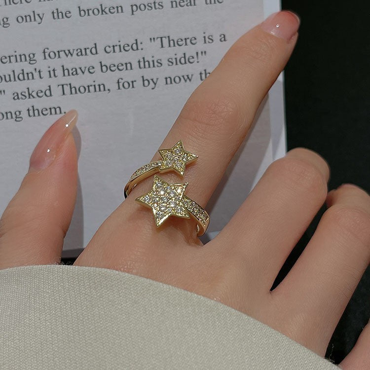 Cold Style Zircon Star Open-end Ring Fashion All-match Bracelet For Women