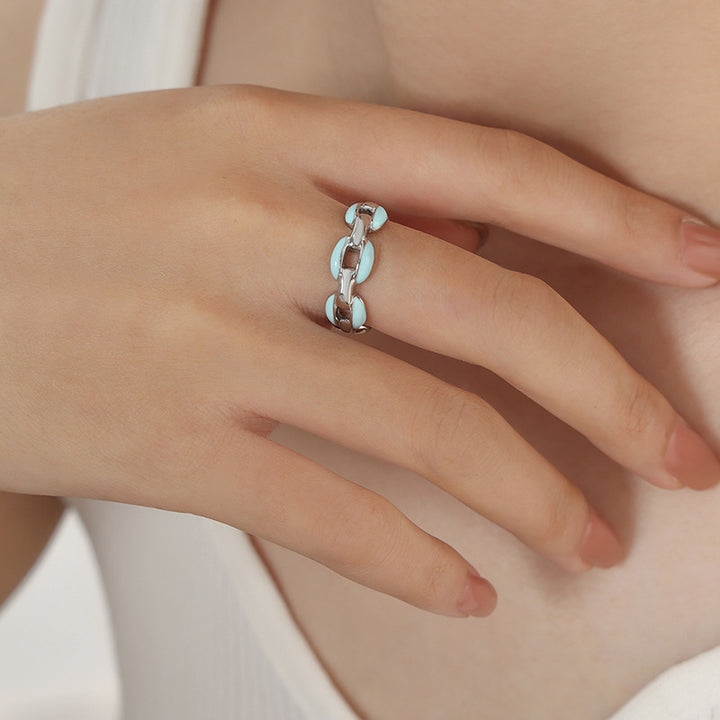 Niche Personalized Cold Style Geometric Dripping Titanium Steel Gold-plated Ring