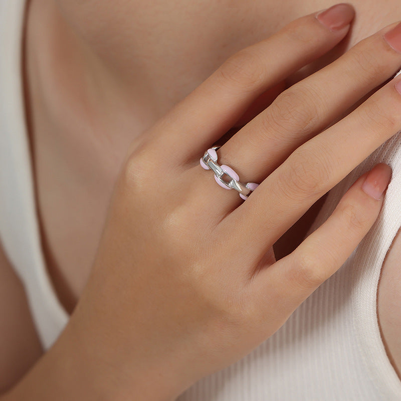 Niche Personalized Cold Style Geometric Dripping Titanium Steel Gold-plated Ring