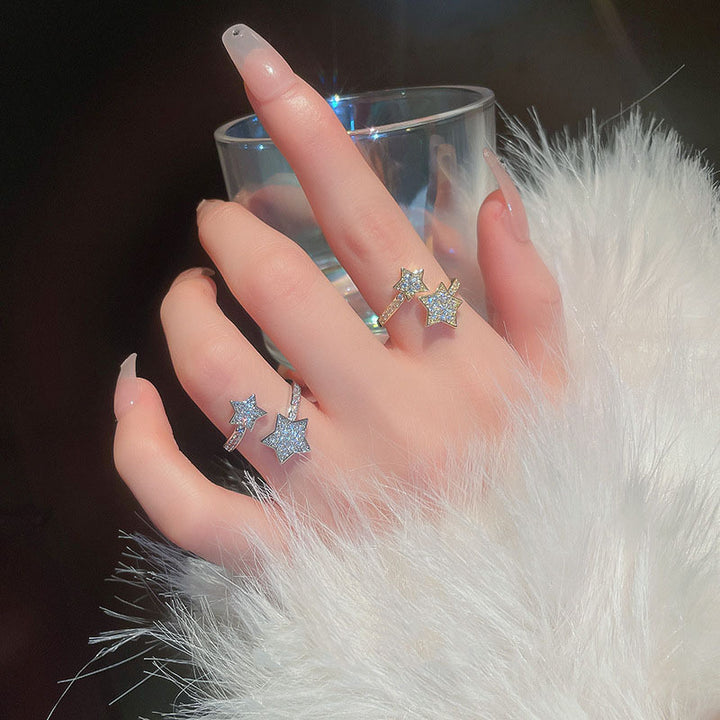 Cold Style Zircon Star Open-end Ring Fashion All-match Bracelet For Women