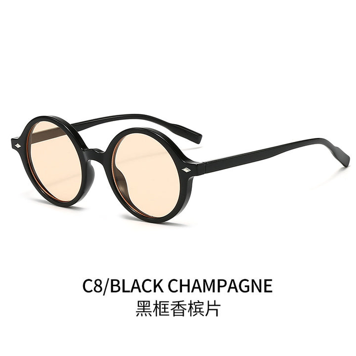 Retro Oval Sun Glasses Y2g Pure Champagne Sunglasses Female Cross-border Fashion